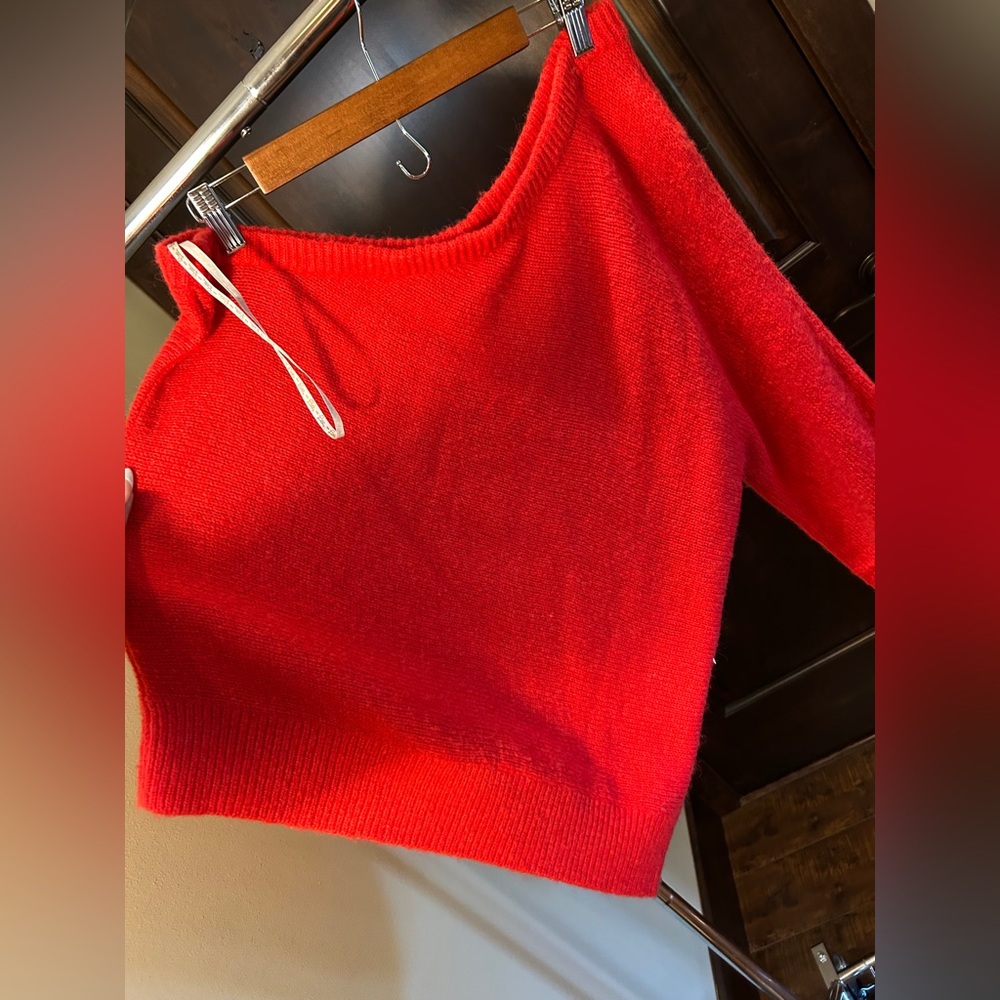 Lilly Pulitzer Vibrant Red Off-Shoulder Sweater